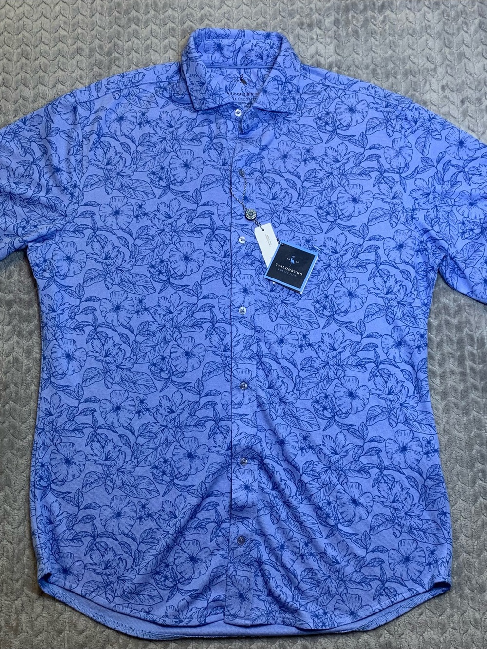 Tailorbyrd Blue Floral Button-Up Casual Shirt